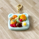 ミニチュア ブルー・くまちゃん皿のお子様ランチ（プリン）　チャームor片方ピアス