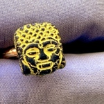 【11号フリー仏陀リング💍】#czech beads#チェコビーズ　#JIRI＊IVANA 仏陀　Buddha ring jet black/yellow