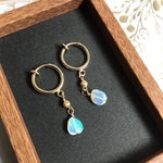 ＊再販＊【高品質】〈天然石〉エチオピアオパール・フープイヤリング/ピアス14kgf