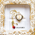 再販❣️【 flower clock】赤／薔薇／レジン／スライダー／スライド／ブレスレット／華奢／腕時計／ゴールド／ストーン／クオーツ時計／花／デザインウォッチ