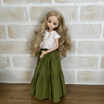 NO,306 リカちゃん　服　コットンシフォン　ワッシャー加工　ティアードスカート　レースオシャレブラウス　春夏コーデ　リアルクローズ