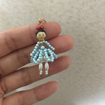 レトロな雰囲気のパールビーズ人形♪ミニチュアドール♡水色パール