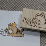消しゴムはんこ♪　ふわふわくまちゃんと小鳥　お手紙