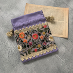 刺繍巾着ポーチ〜Purple Flower〜