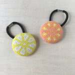 オレンジ・レモンのクロスステッチ刺繍ヘアゴム