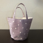 お散歩トート　パープルと白いみずたま