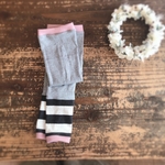 【紫外線対策】アームカバー グレー×太ボーダー