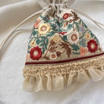 花柄刺繍リボン巾着14
