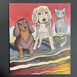 G様専用ページ ビーグル犬 と ダックス の壁掛けイラスト⑥ 原画 アート 絵画 ＋シール&カード