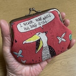 がま口　がま口財布　ハシビロコウ　赤