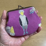 がま口　がま口財布　ハシビロコウ　ピンク