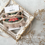 【数量限定】［pink &orange］インド刺繍　リボン　ラップリボン　ポニーフック　ヘアアクセサリー