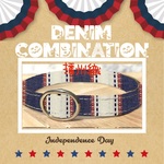 41000　播州織　denim combination＊迷子札付＊フルオーダーの軽い首輪