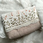 つる草*アンティーク*リネン*レース*ポーチ