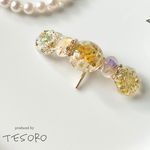【ドライフラワー❤︎ポニーフック】レジン　クリア　ミモザ風　イエロー