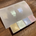 水彩絵の具4色セット　偏光パールホワイト（ゴールド・グリーン・ブルー・ピンク）
