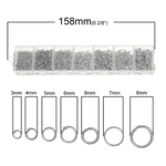 基礎金具＊丸カン＊約1500個セット＊シルバーカラー(ロジウム)＊3mm,4mm,5mm,6mm,7mm,8mm,まとめてセット＊大量＊卸売【2】