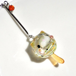 珠にゃんこ☆ヨーヨー☆にゃ〜にゃ〜Orange☆選べる片耳用の耳飾りorチャーム