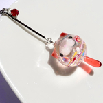 珠にゃんこ☆ヨーヨー☆にゃ〜にゃ〜Red☆選べる片耳用の耳飾りorチャーム