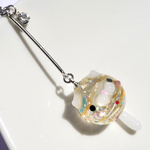 珠にゃんこ☆ヨーヨー☆にゃ〜にゃ〜White☆選べる片耳用の耳飾りorチャーム