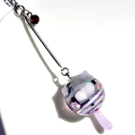 珠にゃんこ☆ヨーヨー☆にゃ〜にゃ〜Milky purple☆選べる片耳用の耳飾りorチャーム