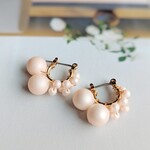 Baby Pink * SILK - pearls * gradationふわり優しいピンクのフープピアスorイヤリング