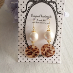 レオパード&スノーパール♡ピアス