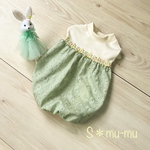 犬服【花刺繍のバルーンワンピ👗ミント】