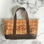 ☆保冷保温☆　籐籠柄ランチバッグ　(ライトブラウン×ブラウン))