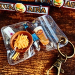 ビールとフライドポテト【miniature keyholder】ミニチュア キーホルダー アクセサリー おもちゃ アメリカン ドールハウス