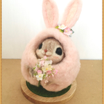 癒しの妖精✿momoちゃん　まん丸お花ピンクうさぎバージョン