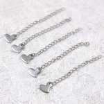304ステンレスアジャスター　ハート　ネックレス延長チェーン　ステンレスシルバー５本セット　６cm　C-11-6