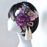 2way＊存在感あるダリアとカーネーションとアジサイ、小花のヘッドドレス＊ショートへアでも簡単に着けられ落ちにくいワニ口クリップ＊成人式＊ウェディング＊前撮り＊和装