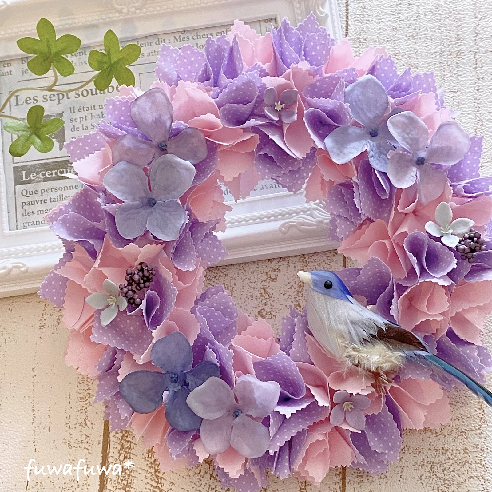 ファブリックリース 布リース ハンドメイド♡ピンク 春のリース  