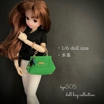 1/6 doll size本革バッグ　緑ヶ丘の女♡　スカーフチャーム付