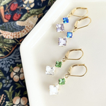 《２色》vintage アレキサンドライト&ウランガラス スクエア型ピアス