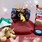 【わんちゃん／ねこちゃん用兜チョーカー】鹿の角／真田幸村風／赤兜