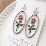 薔薇のオーガンジー刺繍ピアス/イヤリング