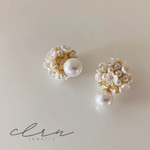 ◎アレルギー対応◎ フラワーピアス　パールキャッチピアス　パールピアス　花ピアス　ゴールド　ホワイト　フォーマル　アクセサリー　ウェディング　パーティー　ギフト　プレゼント　シンプル　カモミール　藤