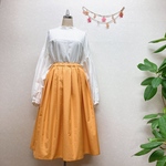 ＊大人のタックスカート＊総ゴム＊ライトオレンジ