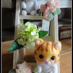＊花×２匹のねこちゃん　階段　置物＊