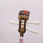 かんざし「三味線」榛摺４（麻の葉）赤椿