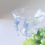 紫陽花ピアス（イヤリング）　うつろいブルー