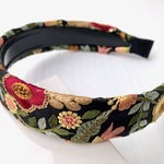 刺繍リボンのカチューシャ オリエンタルフローラル ブラックイエローミックス