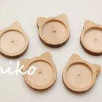 ハンドメイド素材♪木製セッティングフレーム/猫ちゃん18mm/6個