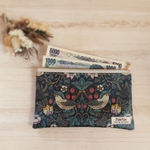 William Morris いちご泥棒 ブルー お札ポーチ☆*。通帳ポーチ マスクポーチ☆*。ポーチ☆*。マルチポーチ☆*。ペンケース✩*.ﾟ