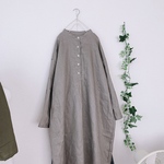 リネンL sizeスタンドカラーチュニックワンピース