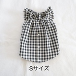 [犬服] Sサイズ 完成品 チワワ　　　　　　　　　　　　ギンガムチェックキャミソール ワンピース 背中開き バックオープン