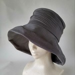 ＊１点のみ＊　つば広帽子　シャーリング　＊コットンリネン＊