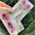 【サマーセール】【B品】すみれ  菫 ロングヘアクリップ＆耳飾り 2セット